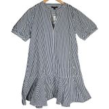 J. Crew Delilah dress striped cotton poplin‎ CJ495 S NWT Short Sleeve Blue White Photo 0