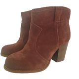 Splendid‎ Suede Ankle Boots Leather Block Heel Western Booties Burgundy Size 5.5 Photo 0