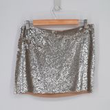 Haute Hippie Sequin Silk Micro Mini Skirt in Silver Women's Small Photo 0