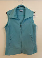 Columbia Fleece Vest Womens Medium Blue Excellent Full Zip Sleeveless Outdoor Photo 0