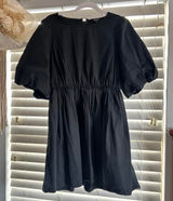 Madewell Black Cotton Babydoll Mini Dress Size 12 coquette Photo 0
