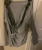 NWT threeeightytwo.com grey cowl neck/round neckline jeweled shirt size medium‎ Photo 0