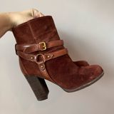 Ugg Women’s Dandridge Suede Leather Harness Ankle Boots in Mahogany Size 8 Photo 0