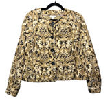 Charter Club Tan Black Paisley Corduroy Button Up Jacket‎ Size M Tapestry Damask Photo 0