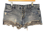 Free People Cut‎ Off Shorts Dark Wash Button Fly Distressed Women's 27 Mid Rise Photo 0
