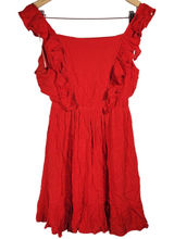 Altar'd State‎ Red Crinkle Fabric Ruffle Square Neck Mini Dress Size S Photo 0