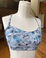 Lululemon Flow Y Bra Size 4 Blue Grey‎ Watercolor Tie Dye Racerback Sports Bra Photo 0