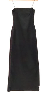 Tahari Vintage 90s Black Satin Maxi Dress Womens Size 4 Formal Minimalist Gothic Photo 0