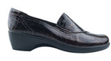 Clarks Loafers Women 8M Brown Croc Embossed Patent Wedge Bendables 38634 Photo 0