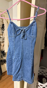 Hollister denim mini dress cherry graphic on side Photo 0