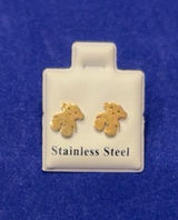 Gold Stainless Steel Bear Stud Earrings - Women Jewelry Earrings Photo 0