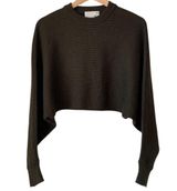 Wilfred Free Lolan Olive Green Merino Wool Cropped Dolman Sleeve Sweater Top 2 Photo 0