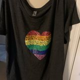 Next Level Apparel Gray T-Shirt with Rainbow Heart‎ Design Photo 0
