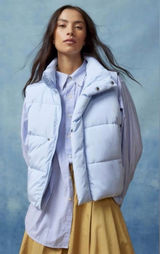 Urban Outfitters BDG Pia Sleeveless Blue Zip Puffer Vest Small Back to School Photo 0