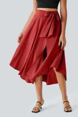 Halara Breezeful Tie Side 2-in-1 Midi Skirt Size XL Burgundy Flowy Comfortable Photo 0