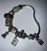Pandora Bracelet with 10 charms Sterling Silver Passport Dress‎ Heart Gift 8" Photo 0