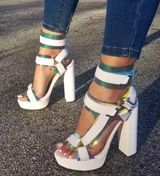 Women White PU Glamorock-2 High Heels Photo 0