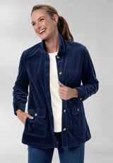 Appleseeds Wide Wale Corduroy Shacket Barn Coat Chore Jacket Stretch Navy Blue M Photo 0
