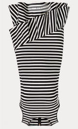 Lauren Ralph Lauren Black‎ White Striped Ruffle Hem Sleeveless Cotton Dress M Photo 0