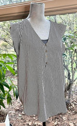 Ann Taylor Loft flowy cap sleeve tank stripe boxy business casual women large Photo 0