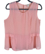 J. Crew Pink Sheer Chenille Dot Sleeveless Pleated Lightweight Blouse Size 8 Photo 0