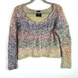 Abercrombie Fitch Oversized Cropped Cable‎ Knit Sweater Women Size S Multi Color Photo 0
