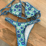 SHEIN Blue and Green Floral Bikini Photo 0