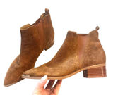 Marc Fisher Yale Chelsea Suede Perforated Metal Detail Boot Brown Point Toe 7.5 Photo 0