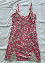 Marilyn Monroe Pink Floral Lace Trim Chemise Slip Nightgown Womens Small Photo 0