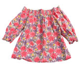 Vineyard Vines‎ Floral Off Shoulder Top Women Medium Pink Blue Smocked Boho Photo 0