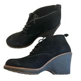 White Mountain Lambert Black Suede Lace Up Wedge Ankle Boots‎ Womens 8.5 M Photo 0