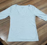 Tahari Light Gray V-Neck Short Sleeve Top Photo 0