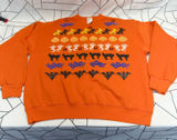 India Ink Paintworks Sweatshirt XL Orange Halloween‎ Witches Ghosts Cats Vintage Photo 0