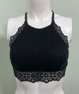 Aerie Nordic High Neck Black Lace Bralette Photo 0