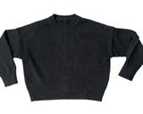 Quince 100% organic cotton Charcoal Boyfriend Crewneck Sweater - Ribbed Hem Photo 0