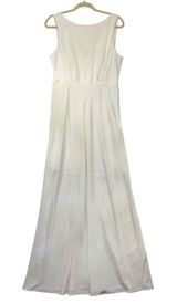 Baltic Born White Sleeveless Pleated Maxi‎ Dress Bridal Formal Gown Womens Sleek Old Money L Photo 0