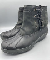 Sperry Top Sider Womens Black Duck Boots Saltwater Leather Size 9.5 Photo 0