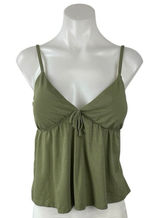 Urban Rebel Green Tie Front V Neck Sleeveless Flared Cami Camisole Tank Top Sz L Photo 0