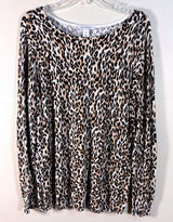 White‎ House Black Market Leopard Print Sweater XL Faux Leather Elbow Patches Photo 0