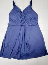 Lands’ End Navy Swim Dress One Piece Tummy Control Swimsuit XL Photo 0