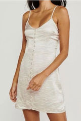 Abercrombie & Fitch Button Up Satin Slip Zebra Mini Dress in Tan‎ Cream Size XS Photo 0