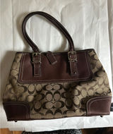 VTG Y2K Coach Signature C Canvas Leather Tote Bag Brown Tan 6366 Photo 0
