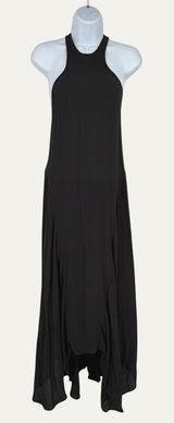 Ecote Urban Outfitters UO Black Strappy Open Back Maxi Dress S High Low Whimsigoth Photo 0