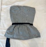 blue and white striped tube top with bow Photo 0