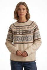 American Eagle Sweater Cream Wool Blend Fair‎ Isle Scandi Nordic Cabincore Large Photo 0