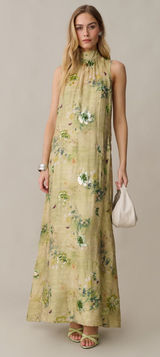 NWT Few Moda o.p.t Naia Dress size XS Maxi Green Sequin Mariposa Floral Photo 0
