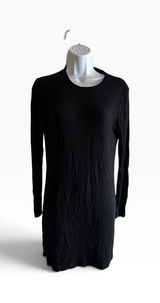Reformation Jeans Mini Dress M Black Ribbed Long Sleeve Crew Neck Photo 0