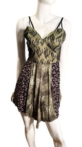 Thorn & Fable Green Lace Patchwork Floral Mini Dress M strappy corset Fairycore Photo 0