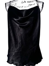 Nicole Miller New‎ York Black Satin Cowl Neck Cami Rhinestone Chain Straps M NEW Photo 0