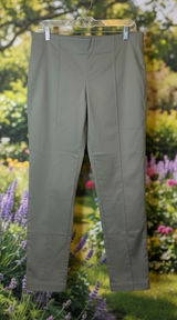 NWT Blue Earth Womens Stretch Ankle Pants Olive Green Pintuck Seam Side Zip Sz 8 Photo 0